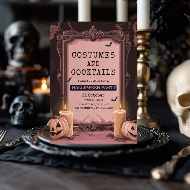 Invitation à la fête d'Halloween rose chic (Créateur téléchargé)
