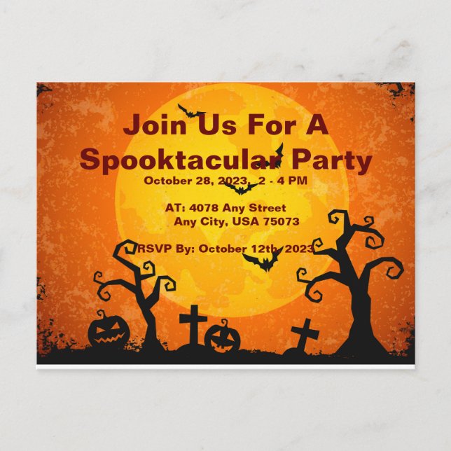 Invitation à la fête d'Halloween Spooktacular, car (Devant)