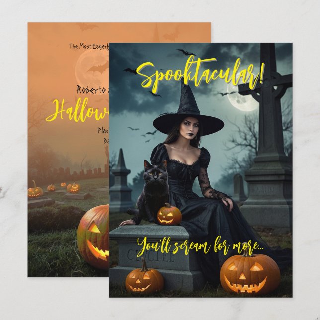 Invitation à la fête d'Halloween v4 (Devant / Derrière)