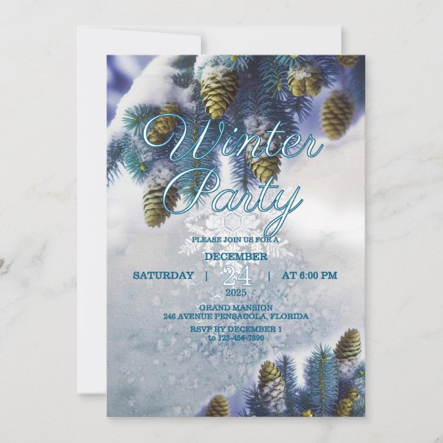 Invitation à la fête d'hiver, fête de neige (Devant)
