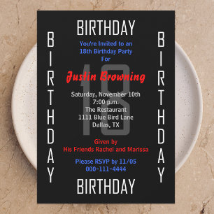 Invitation à la fête du 18e anniversaire 18