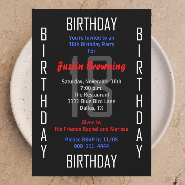 Invitation à la fête du 18e anniversaire 18 (Créateur téléchargé)
