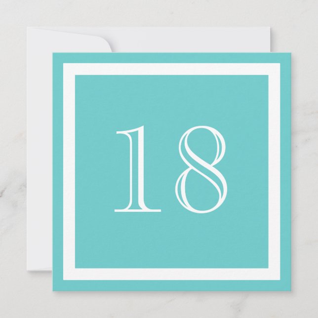 Invitation à la fête du 18e anniversaire - Aqua (Devant)