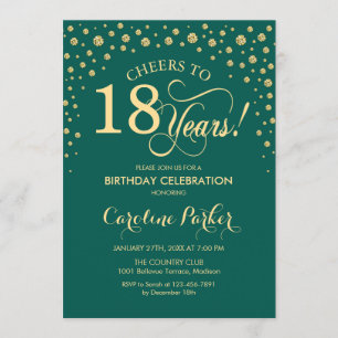 Invitation à la fête du 18e anniversaire - Gold Gr