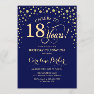 Invitation à la fête du 18e anniversaire - Gold Na