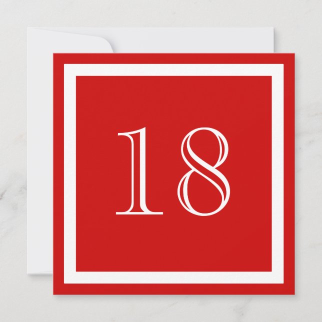 Invitation à la fête du 18e anniversaire - Rouge (Devant)