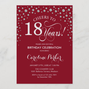 Invitation à la fête du 18e anniversaire - Rouge a