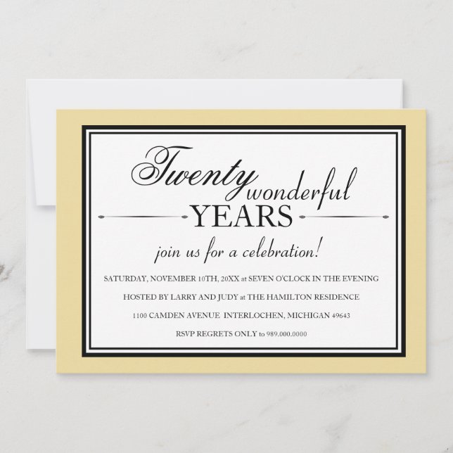 Invitation à la fête du 20e anniversaire (Devant)