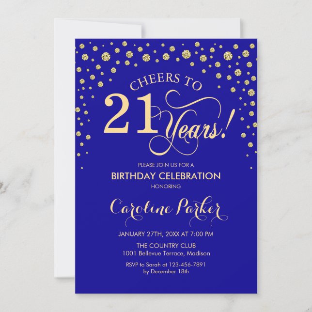 Invitation à la fête du 21e anniversaire - Gold Ro (Devant)