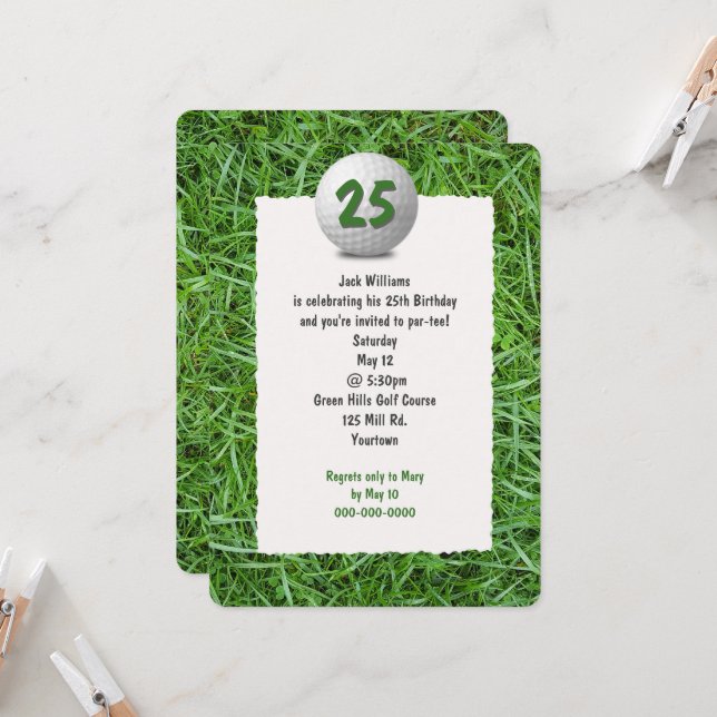 Invitation à la fête du 25e anniversaire de Golfer (Devant/Arrière en situation)