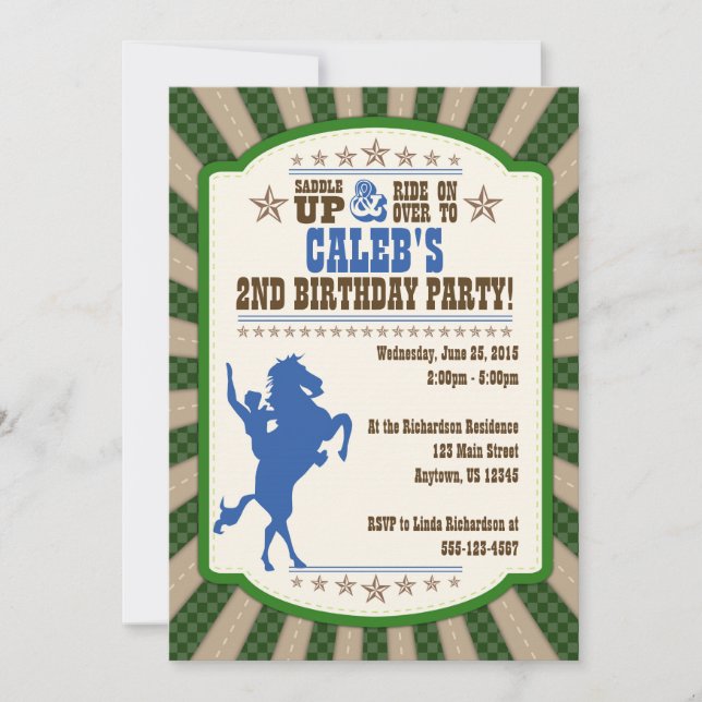 Invitation à la fête du 2e anniversaire de Cowboy (Devant)