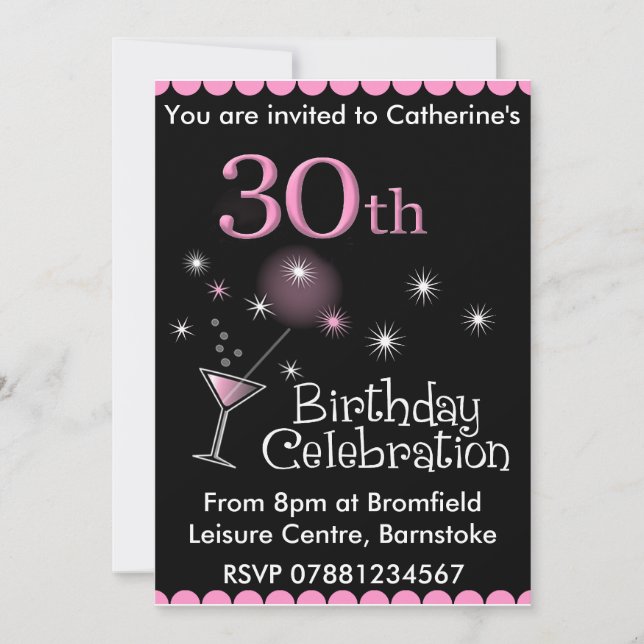 Invitation à la fête du 30e anniversaire - Cocktai (Devant)