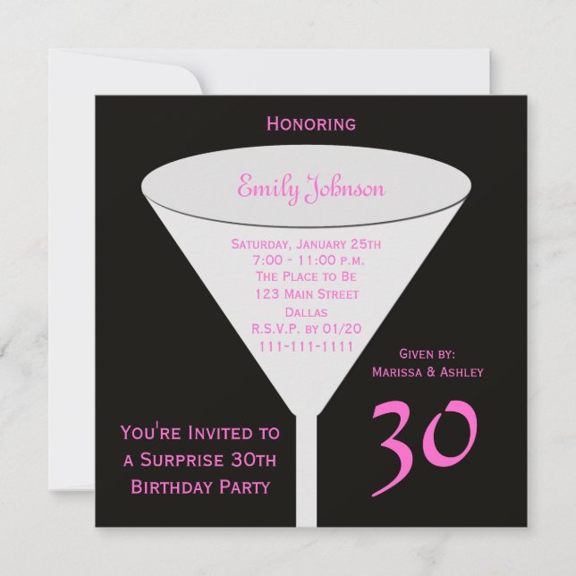 Invitation à la fête du 30e anniversaire surprise (Devant)