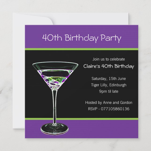 Invitation à la fête du 40e anniversaire (Devant)