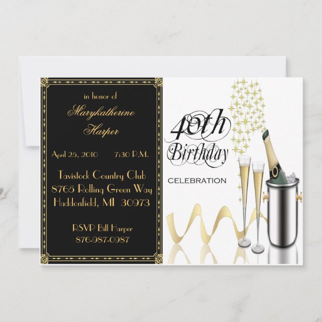 Invitation à la fête du 40e anniversaire (Devant)
