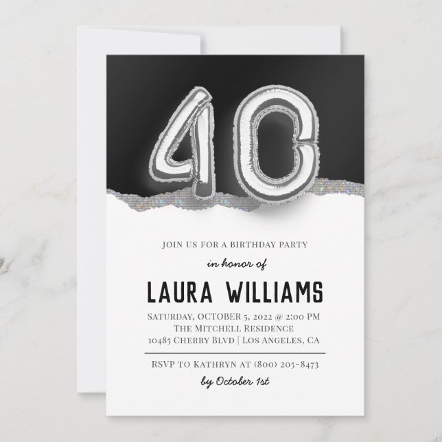 Invitation à la fête du 40e anniversaire (Devant)