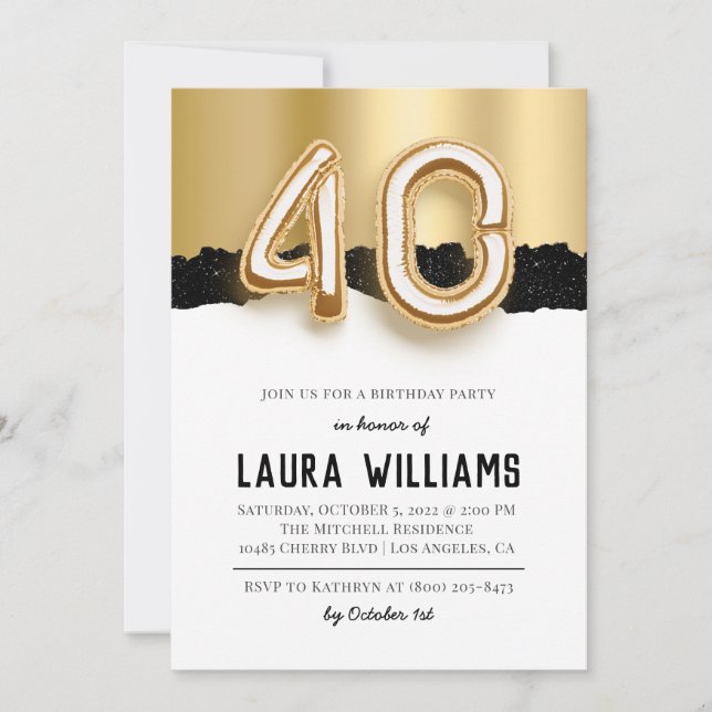 Invitation à la fête du 40e anniversaire (Devant)