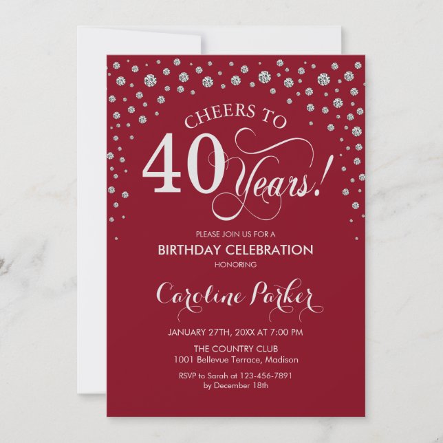Invitation à la fête du 40e anniversaire - Rouge a (Devant)