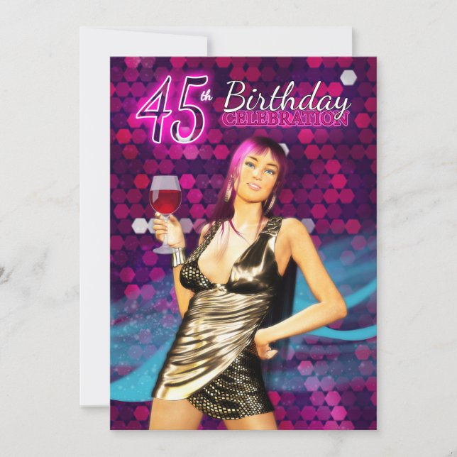 Invitation à la fête du 45e anniversaire - Bling S (Devant)