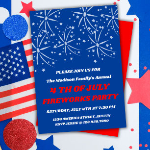 Invitation à la fête du 4 juillet avec étoiles et 