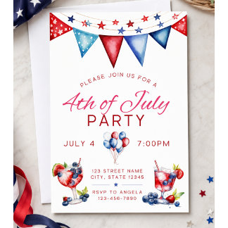 Invitation à la fête du 4 juillet avec feux d'arti
