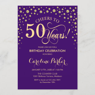 Invitation à la fête du 50e anniversaire - Gold Pu