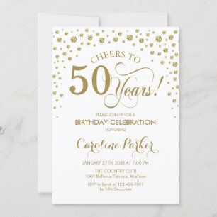 Invitation à la fête du 50e anniversaire - Gold Wh