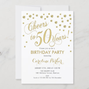 Invitation à la fête du 50e anniversaire - Gold Wh