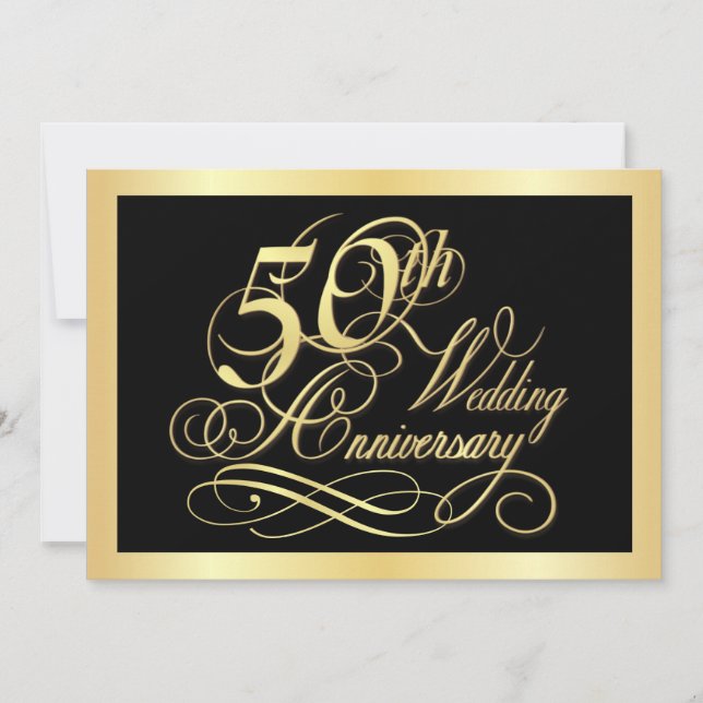 Invitation à la fête du 50e anniversaire - Or et n (Devant)