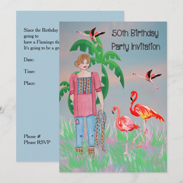 Invitation à la fête du 50e anniversaire pour une  (Devant / Derrière)