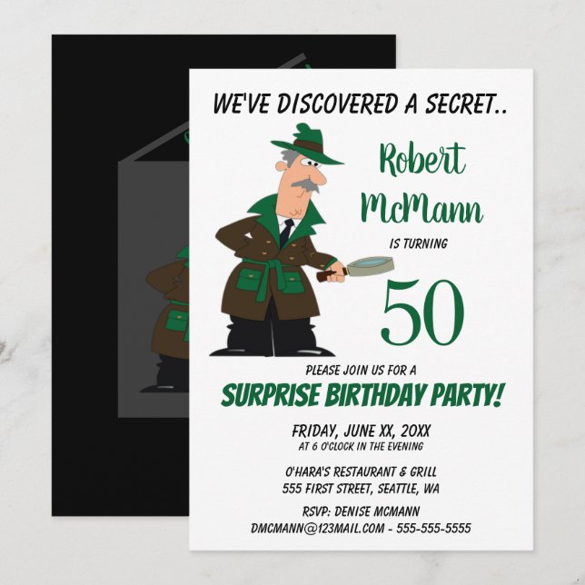 Invitation à la fête du 50e anniversaire surprise  (Devant / Derrière)