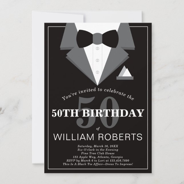 Invitation à la fête du 50e anniversaire, Tuxedo (Devant)