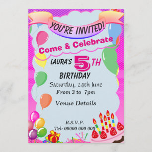 Invitation à la fête du 5e anniversaire de 5 ans