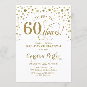 Invitation à la fête du 60e anniversaire - Gold Wh