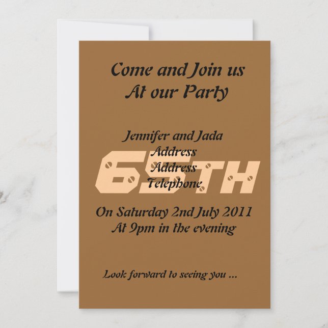 Invitation à la fête du 65e anniversaire (Devant)