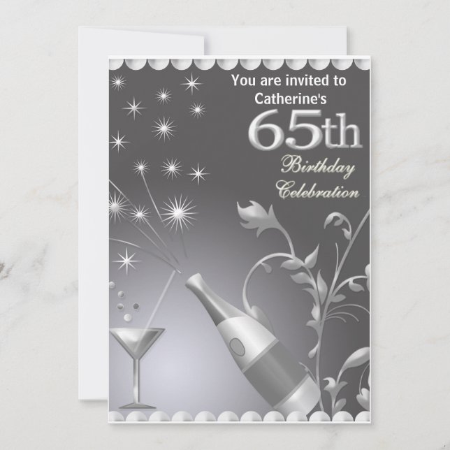 Invitation à la fête du 65e anniversaire - Argent (Devant)