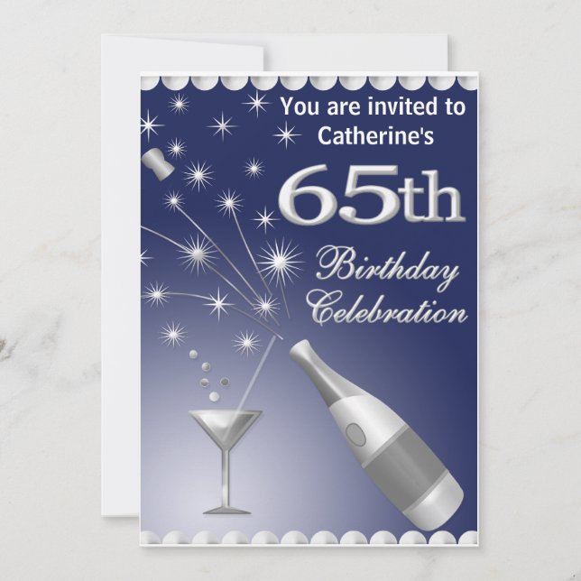 Invitation à la fête du 65e anniversaire - Blue &  (Devant)