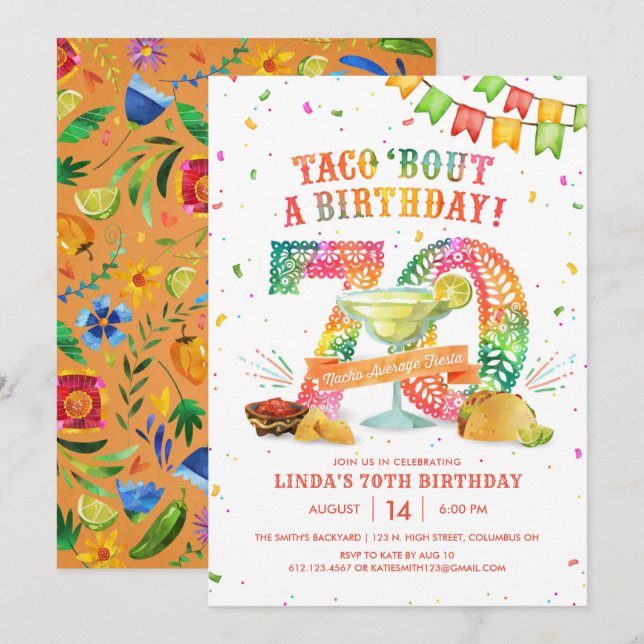 Invitation à la fête du 70e anniversaire (Devant / Derrière)