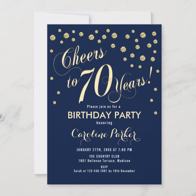 Invitation à la fête du 70e anniversaire - Gold Na (Devant)