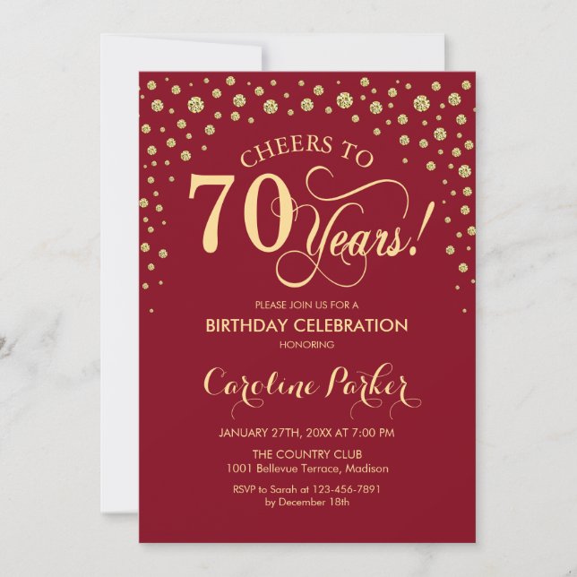 Invitation à la fête du 70e anniversaire - Gold Re (Devant)