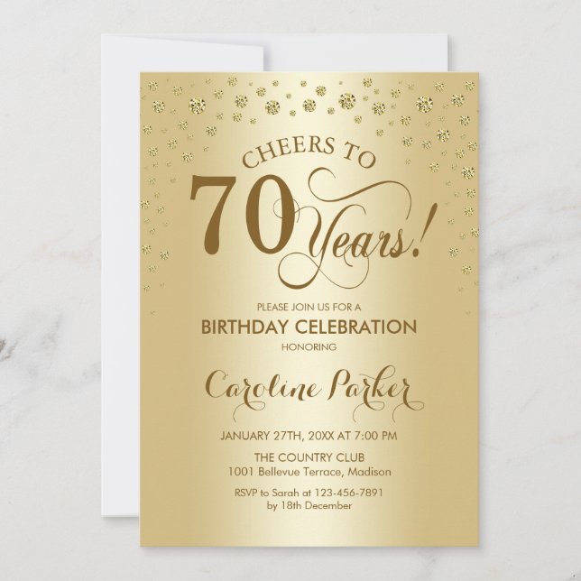 Invitation à la fête du 70e anniversaire - Or (Devant)