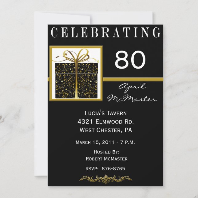 Invitation à la fête du 80e anniversaire (Devant)