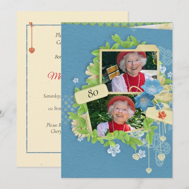 Invitation à la fête du 80e anniversaire (Devant / Derrière)