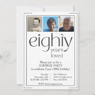 Invitation à la fête du 80e anniversaire blanche e
