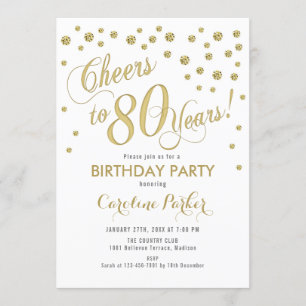 Invitation à la fête du 80e anniversaire - Gold Wh