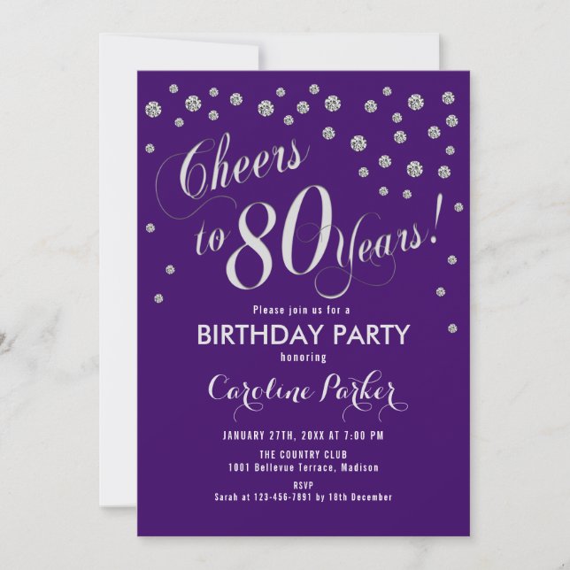 Invitation à la fête du 80e anniversaire - Silver  (Devant)
