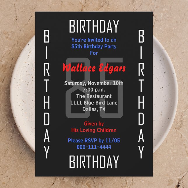 Invitation à la fête du 85e anniversaire 85 (Créateur téléchargé)