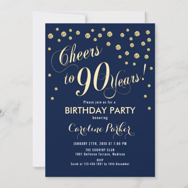 Invitation à la fête du 90e anniversaire - Gold Na (Devant)
