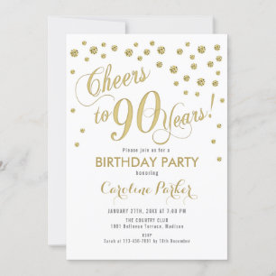 Invitation à la fête du 90e anniversaire - Gold Wh