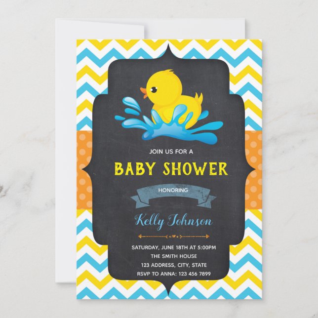 Invitation à la fête du baby shower de canard (Devant)